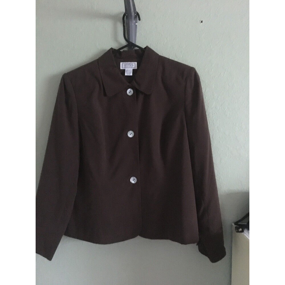 Jennifer Moore Women's Long Sleeve Collared Button Up Lining Silk Jacket Size14P